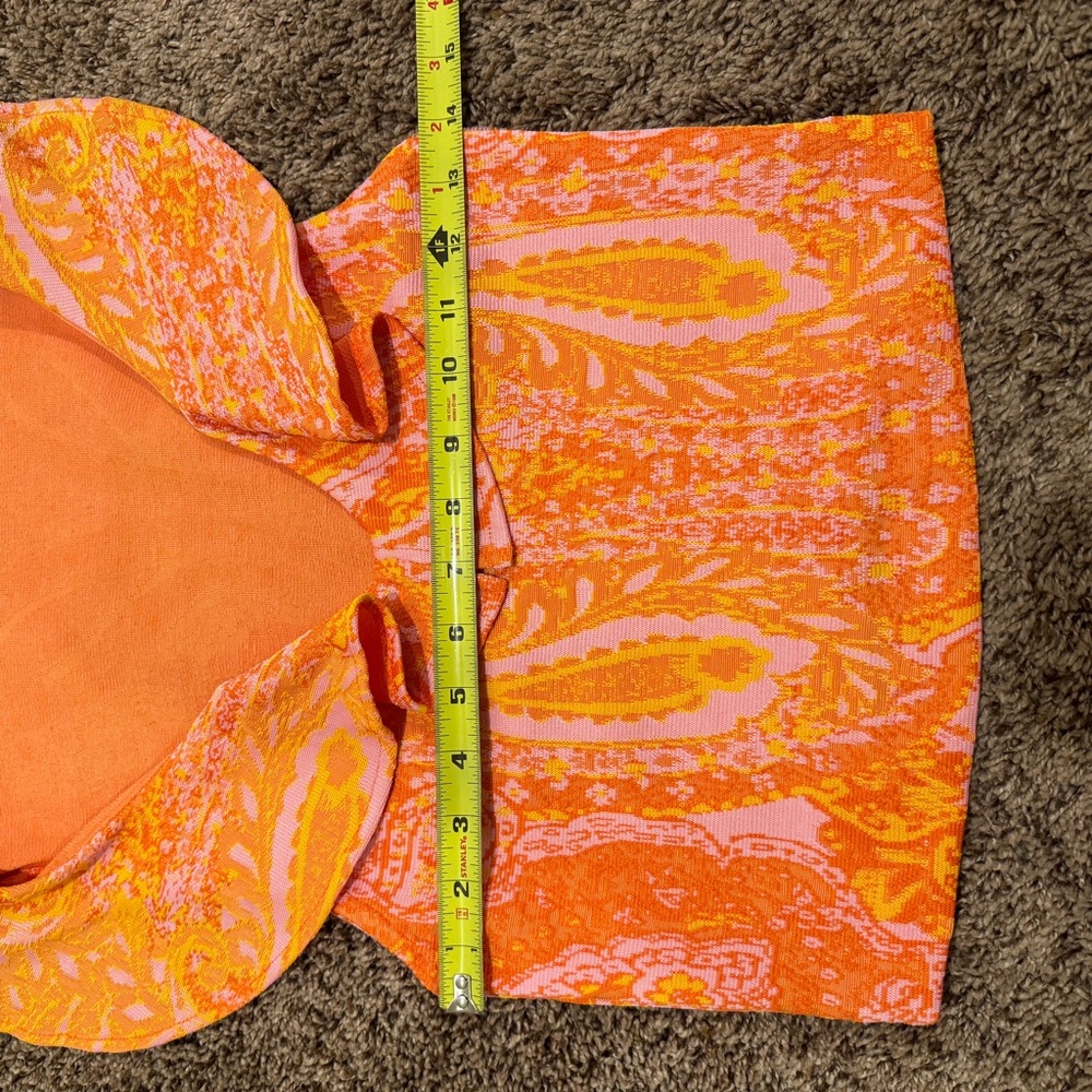 ZARA Rare Orange and Pink Floral Paisley Ruffled Sleeveless Blouse Size‎ Small - Picture 6 of 7